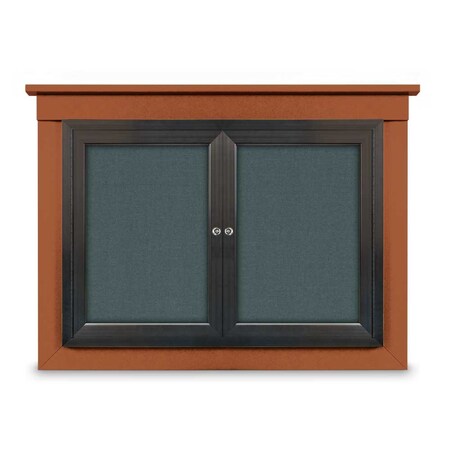 United Visual Products 18"x24" 1-Door Enclosed Letterboard, Grey Felt/Walnut UV2620O-WALNUT-GREY